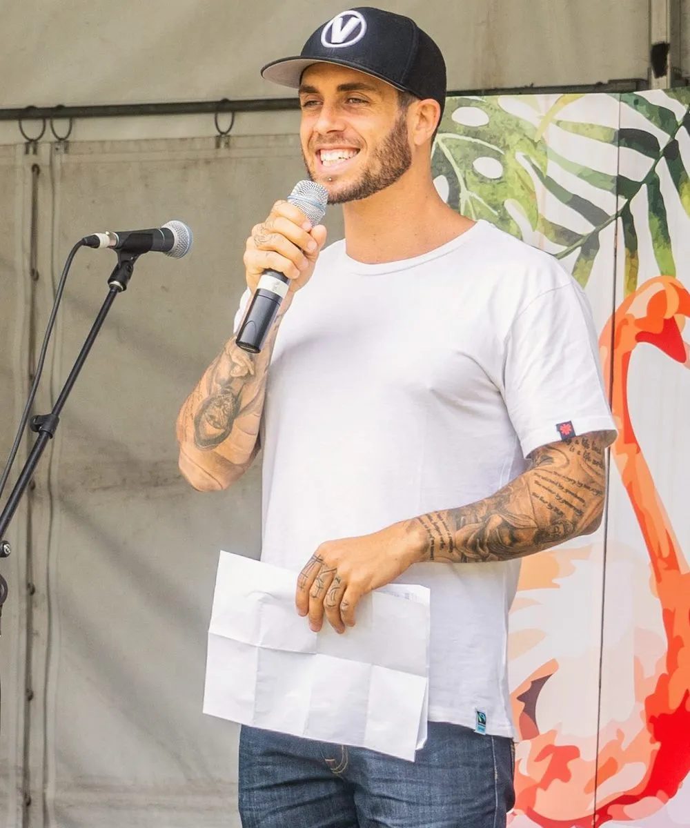 Event photography, the host on the microphone at the festival