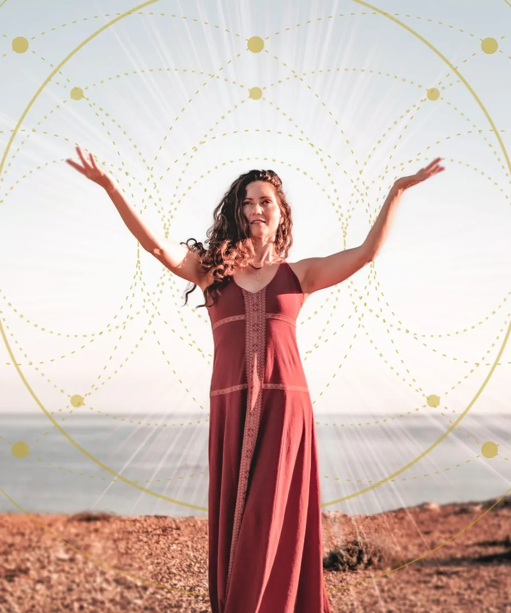 Sacred art photography, moon phases and sacred geometry over the lily pond
